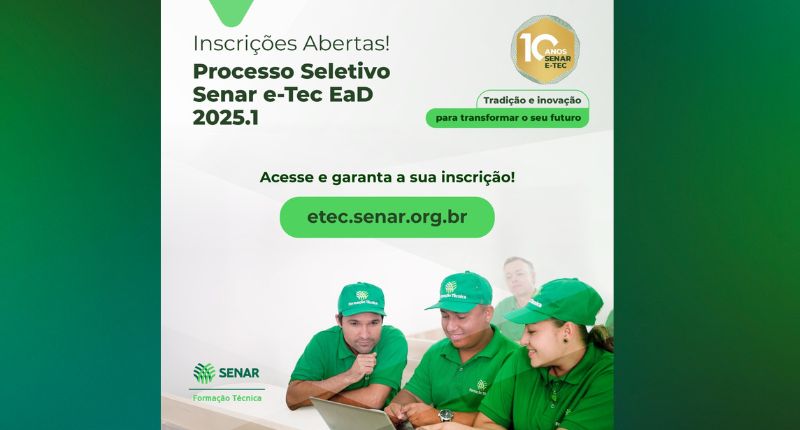 Inscrições para cursos técnicos do Senar/SC encerram nesta sexta-feira, dia 17 de janeiro