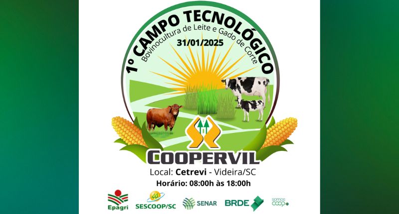 Em Videira, acontece hoje o 1º Campo Tecnológico da Coopervil voltado à pecuária leiteira e de corte